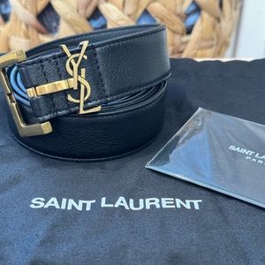 Black YSL Leather Belt